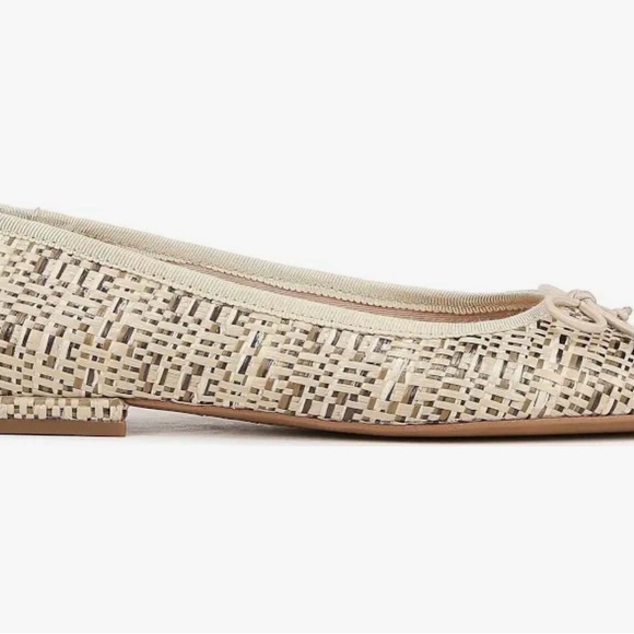 Franco Sarto Beige Woven Ballet Flats with Bow Detail - Picture 3 of 8